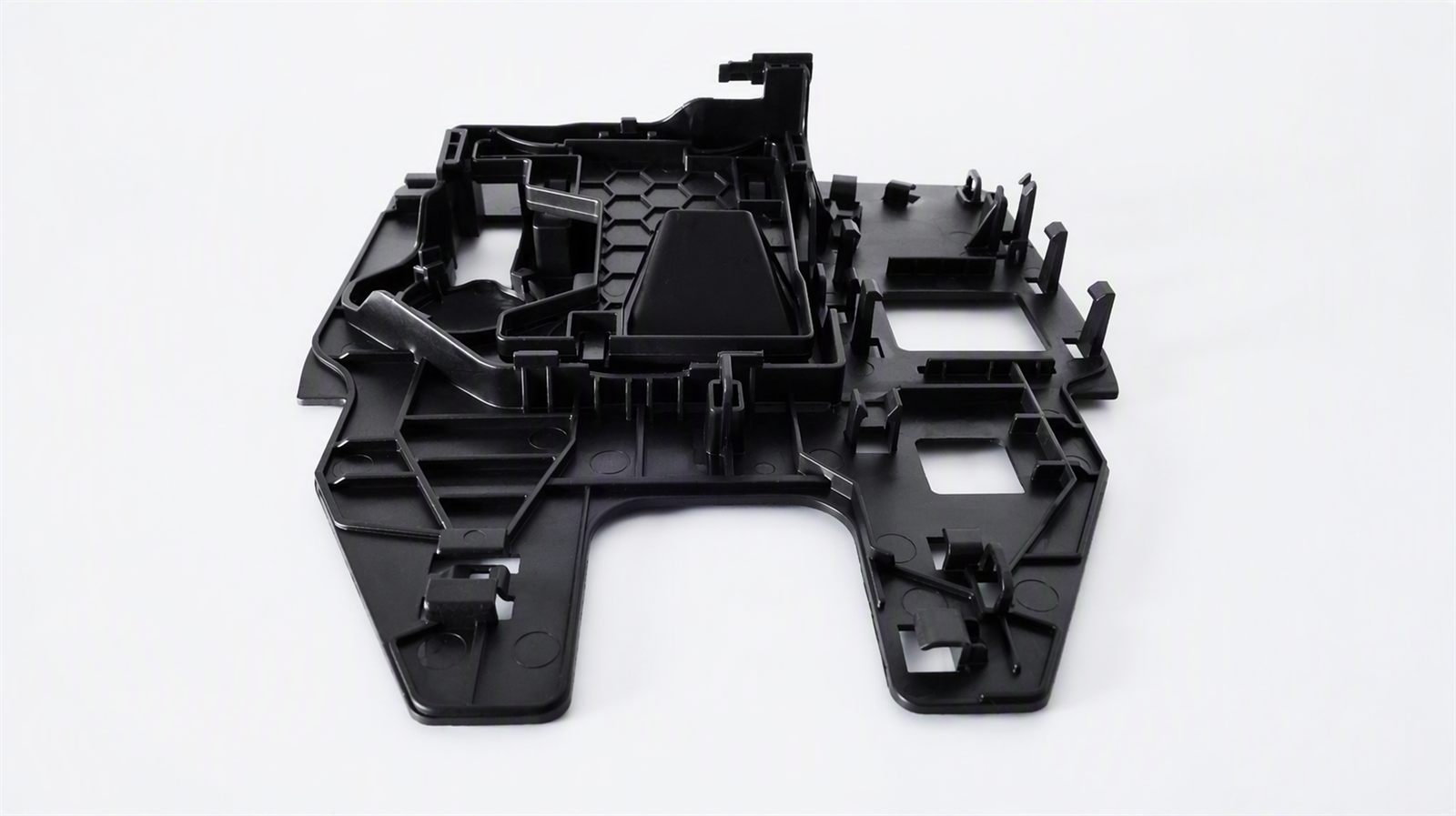 Black injection-molded bracket