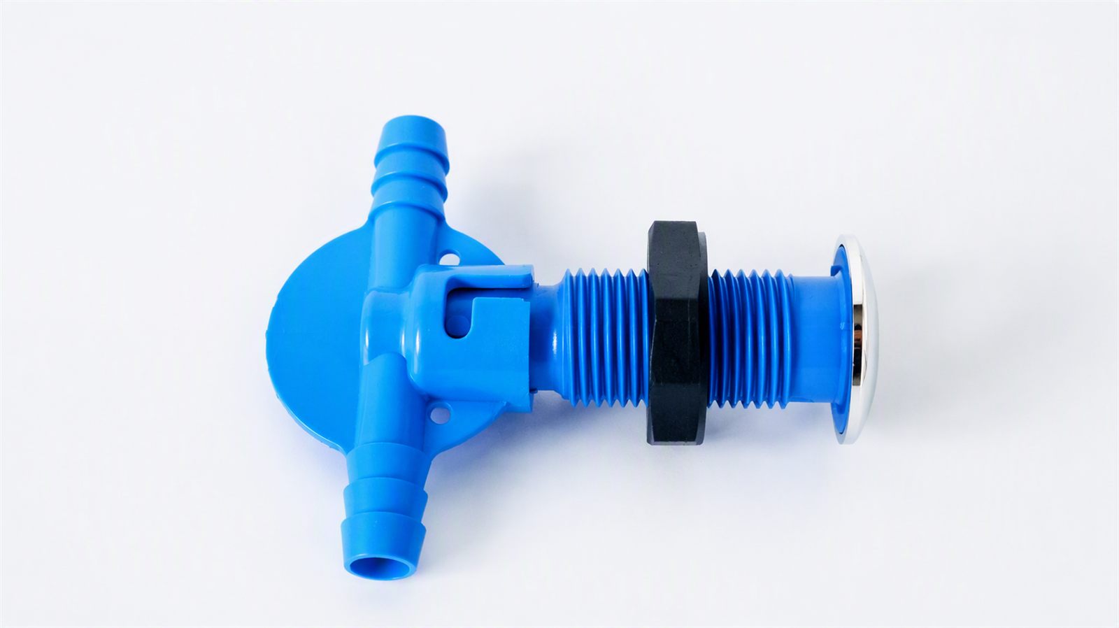 Blue plastic valve fitting
