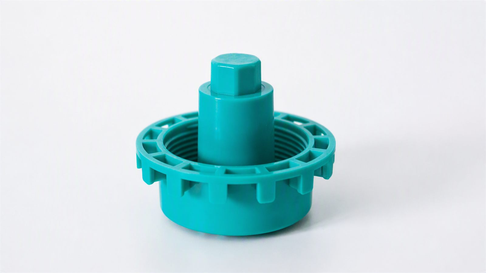 Teal plastic threaded cap